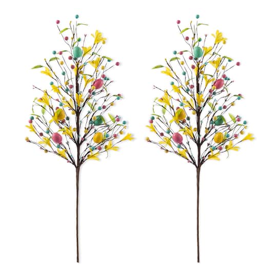 Glitzhome® 28" Easter Berries, Eggs & Leaves Picks Set in Brown | 10" x 1" x 28" | Michaels®
